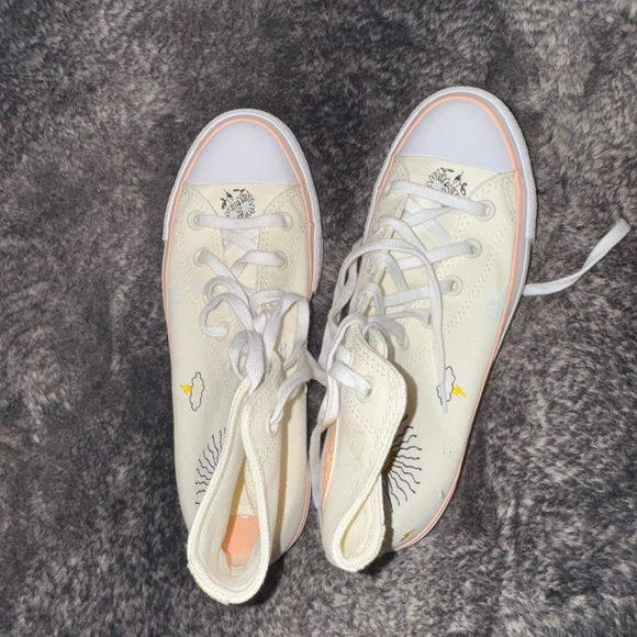Converse Cream High-Top Sneakers with Graphic Design - Picture 1 of 3